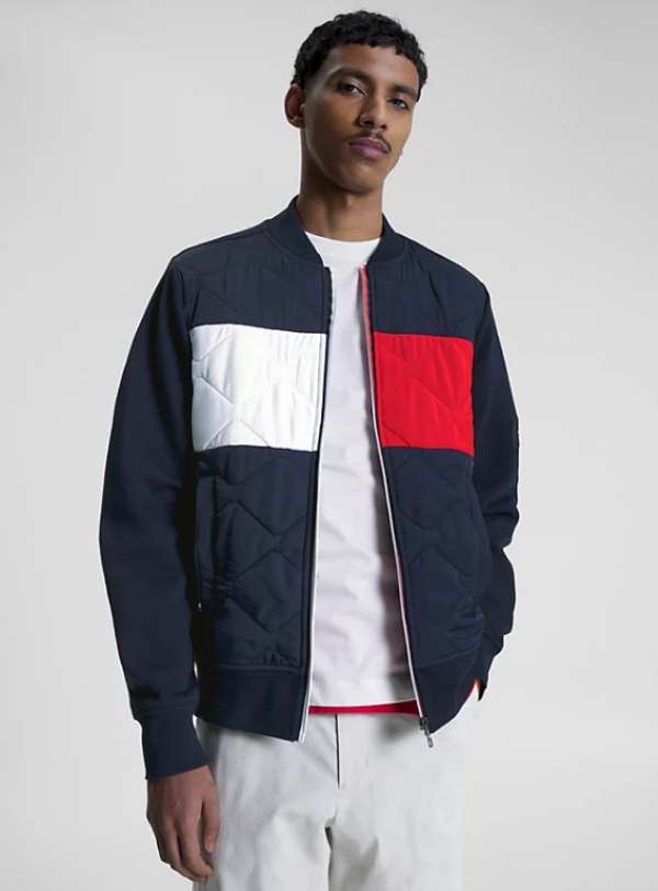 Jaket Bomber Berlapis Tekstur Berbeda